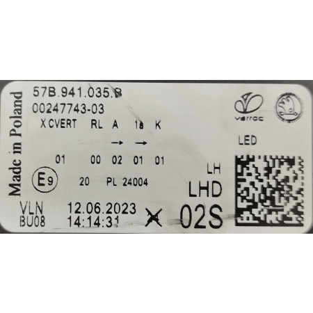 SKODA KAROQ LIFT FULL LED LAMPA LEWA PRZÓD PRZETWORNICE 57B941035B 12.06.23