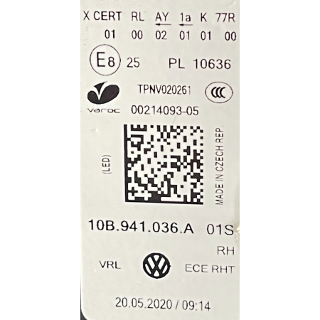 VW ID3 ID.3 LAMPA PRZÓD PRAWA FULL LED 10B941036A INDEX 8 20.05.2020