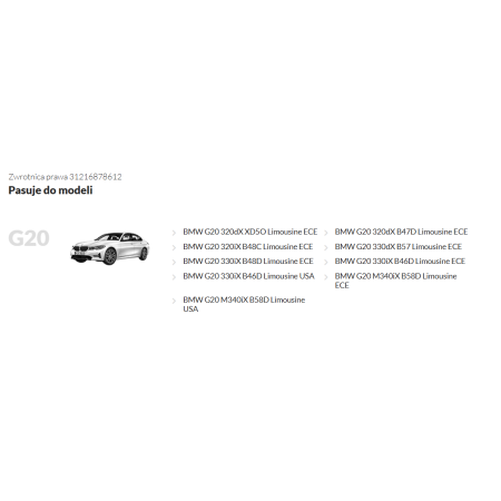 BMW 3 G20 G21 LIFT LCI ZWROTNICA PRAWA PRZÓD PRZEDNIA X-DRIVE 6878612