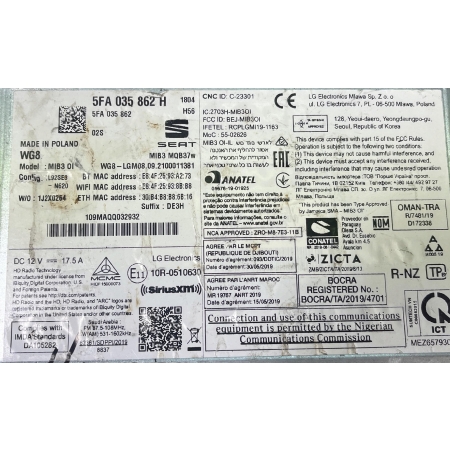 SEAT MIB STEROWNIK MMI NAWIGACJA 5FA035862H