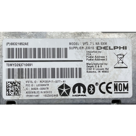 P7 DODGE CHARGER 2018 RADIO WYŚWIETLACZ 7 CALI DELPHI 68321852AE