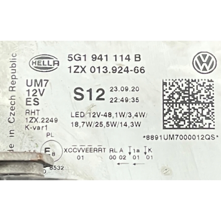VW GOLF VII 7 LIFT PRAWA LAMPA FULL LED 5G1941114B