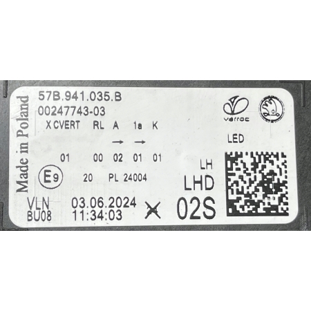 SKODA KAROQ LIFT 2021 - LAMPA LEWA PRZÓD FULL LED 57B941035B