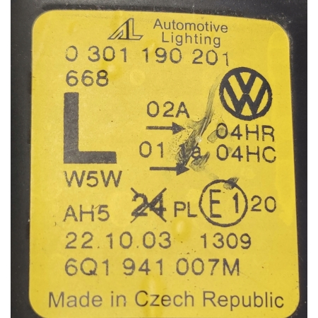 VW POLO IV 4 01-05 LAMPA PRZÓD PRZEDNIA LEWA 6Q1941007M ORYGINAŁ