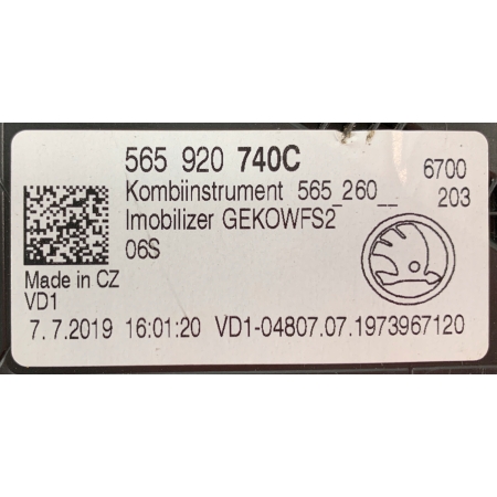 ZEGARY LICZNIK SKODA KAROQ KODIAQ 565920740C