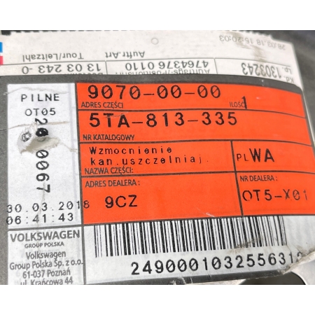 $ VW TOURAN WZMOCNIENIE BŁOTNIKA LEWE 5TA813335