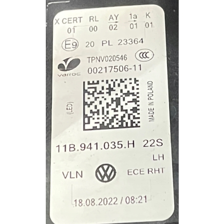 VW ID4 ID.4 LAMPA PRZÓD LEWA FULL LED 11B941035H 18.08.2022