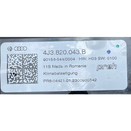 AUDI E-TRON GT PANEL STEROWANIA KLIMATYZACJI NAWIEWU 4J3820043B