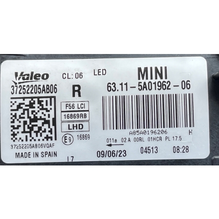 LAMPA PRZÓD PRAWA MINI COOPER F56 LIFT FULL LED 5A01962 09.06.23