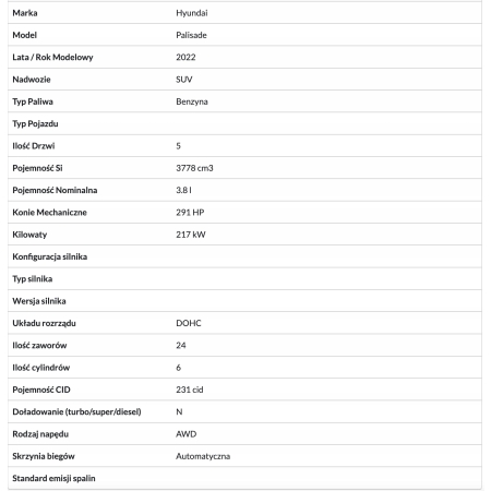HYUNDAI PALISADE ĆWIARTKA PODŁUŻNICA LEWA PRZÓD KIELICH PRÓG SŁUPEK