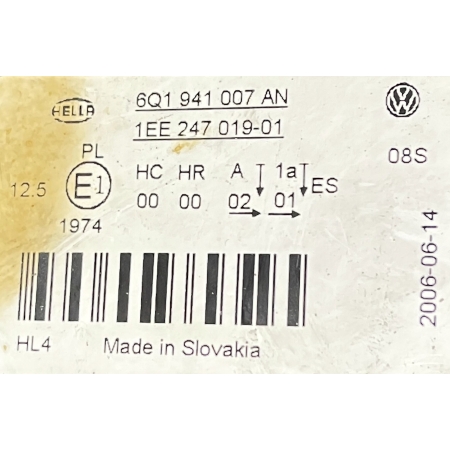 VW POLO IV LIFT 6Q 05-08 LEWA LAMPA PRZÓD PRZEDNIA 6Q1941007AN 14.06.2006