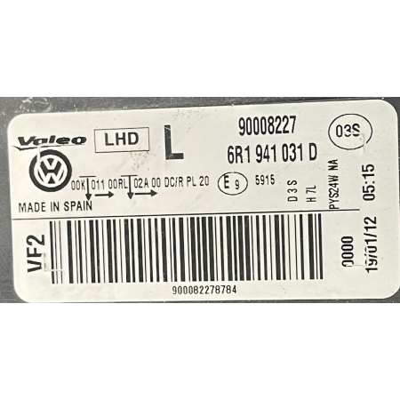 DEKIELEK SILNICZEK LAMPY XENON LEWY VW POLO 6R 09- 6R1941031D 6R0941607B