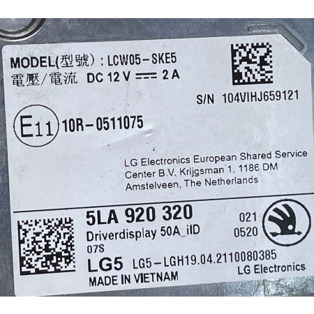 LICZNIK ZEGARY LCD SKODA ENYAQ 5LA920320