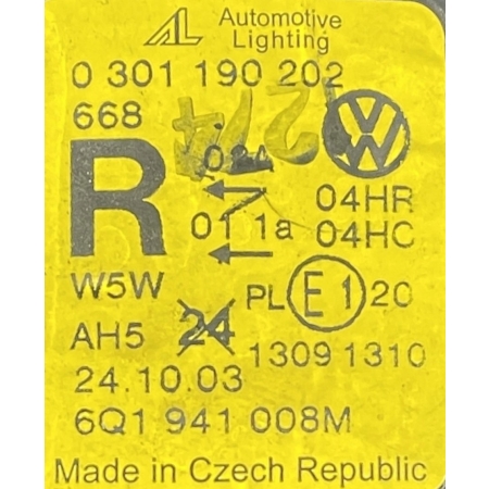 VW POLO IV 4 01-05 LAMPA PRZÓD PRAWA 6Q1941008M