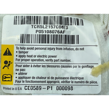 P6 DODGE CHARGER 2018 PRAWA PODUSZKA FOTELA AIRBAG 05108076AF