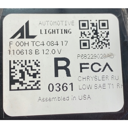 U8 CHRYSLER PACIFICA II 16- LAMPA PRAWA TYŁ TYLNA LOW 68229028AD