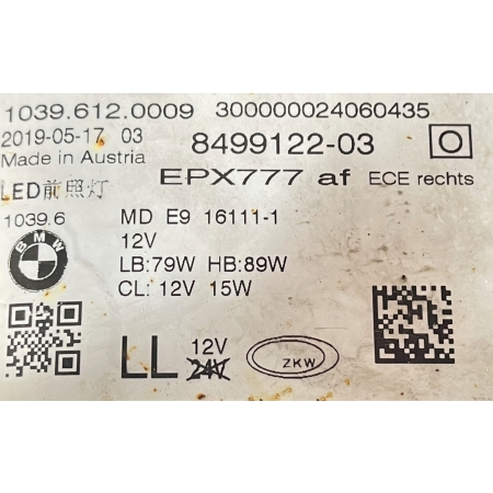 BMW 5 G30 G31 PRAWA PRZÓD LAMPA FULL LED ADAPTIVE LED 8499122 19.05.17