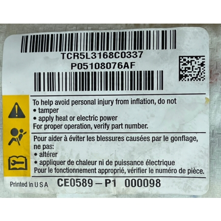 DODGE CHARGER 2015 - PRAWA PODUSZKA FOTELA AIRBAG 05108076AF