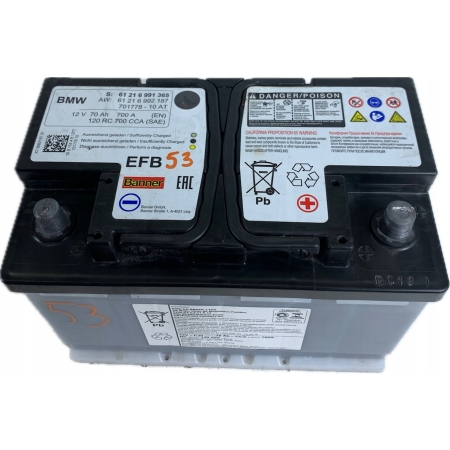 53 AKUMULATOR EFB BMW 70 Ah 700A 12V 2019 ROK 6991365 6992187