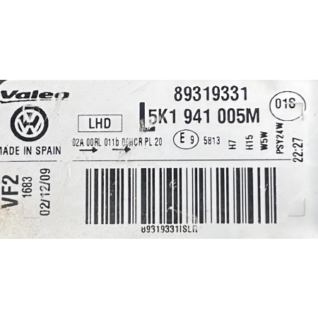 VW GOLF VI 6 LAMPA LEWA PRZÓD VALEO 5K1941005M