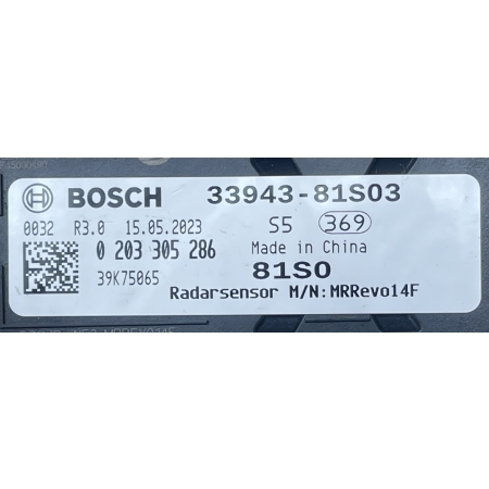SUZUKI SWIFT MK8 RADAR SENSOR DISTRONIC 33943-81S03 0203305286