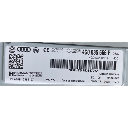 AUDI A6 C7 CZYTNIK MMI NAWIGACJA 4G0035666F