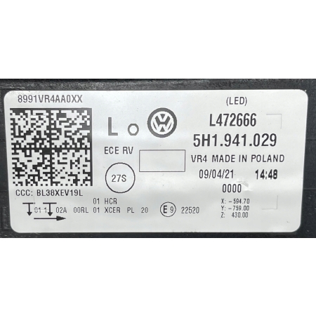 G8-4 VW GOLF 8 VIII 2019 - LAMPA LEWA PRZÓD FULL LED 5H1941029 09.04.21