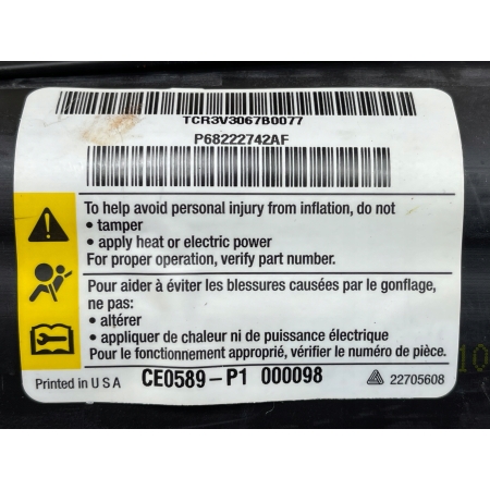 P7 DODGE CHARGER 2018 KURTYNA AIRBAG POWIETRZNA PRAWA 68222742AF
