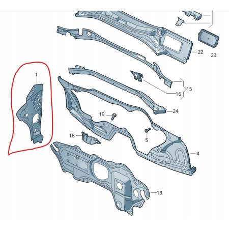 $ VW PASSAT B6 SŁUPEK LEWY PRZÓD 3C0802123