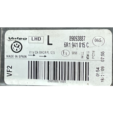 DEKIELEK REFLEKTORA VALEO LAMPY LEWY VW POLO 6R 09- 6R1941015C