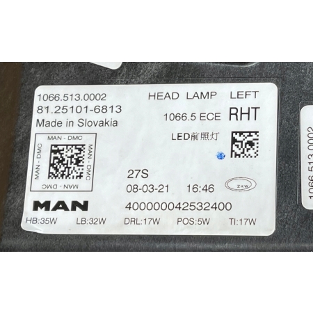 MAN TG TGX LEWA FULL LED LAMPA PRZÓD PRZEDNIA 81.25101-6813 08.03.21