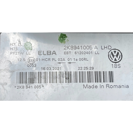 VW CADDY 4 IV 20- LAMPA LEWA ZWYKŁA EUROPA 2K8941005A 16.03.2021