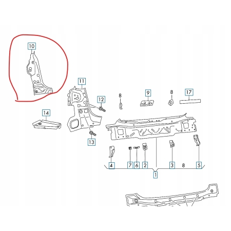$ VW TOURAN WZMOCNIENIE BŁOTNIKA LEWE 5TA813335