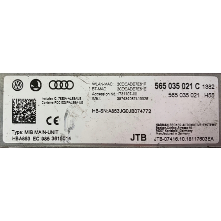 A308 SKODA MIB STEROWNIK MMI NAWIGACJA 565035021C