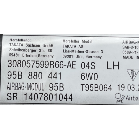 B1 PORSCHE MACAN S 2015 PODUSZKA KANAPY TYŁ LEWA  AIRBAG 95B880441