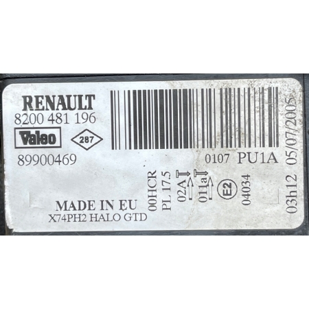 RENAULT LAGUNA II LIFT LAMPA LAMPA LEWA PRZÓD 8200481196 05.07.2005