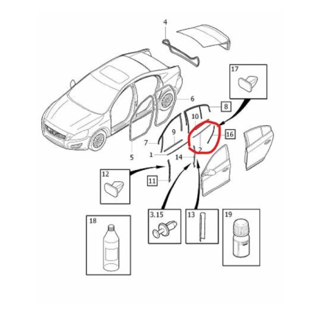 VOLVO S60 V60 LISTWA SZYBY DRZWI PRAWA TYŁ