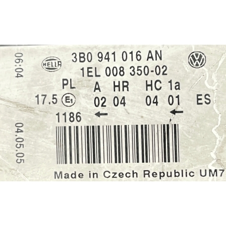 VW PASSAT B5 FL LIFT LAMPA PRZÓD PRZEDNIA PRAWA 3B0941016AN 04.05.2005