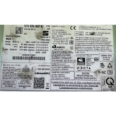 SEAT MIB STEROWNIK MMI NAWIGACJA 575035862B