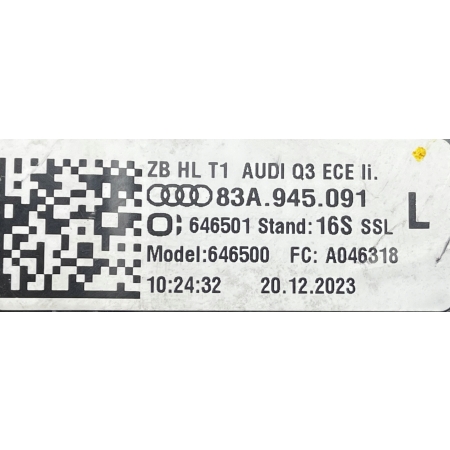 AUDI Q3 II 83A LAMPA LEWA TYŁ BŁOTNIKA LED 83A945091