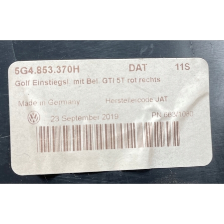 VW GOLF VII 5D OSŁONA PROGU DRZWI PRAWA PODŚWIETLANA 5G4853370H
