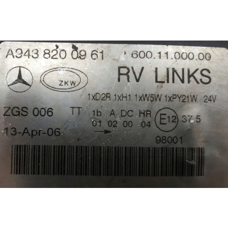 MERCEDES ACTROS MP2 943 DEKIELEK LAMPY ZKW