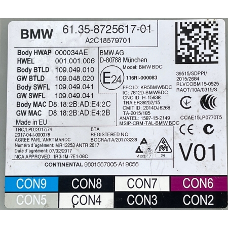 M52 BMW 5 G31 MODUŁ STEROWNIK KOMFORTU BDC FEM 8725617