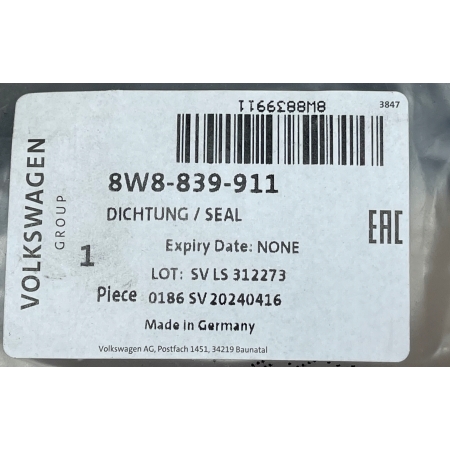 AUDI A5 F5 SPORTBACK USZCZELKA ZEWNĘTRZNA DRZWI LEWY TYŁ 8W8839911