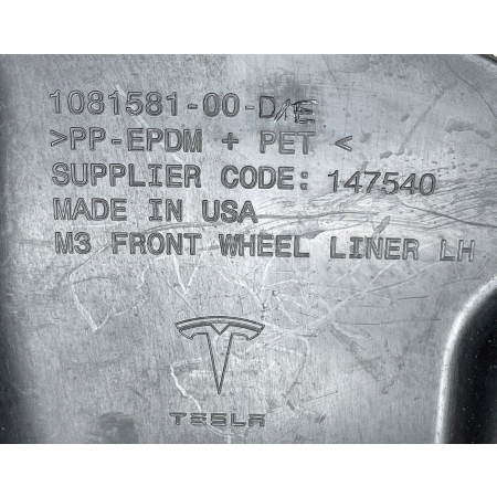 B87 TESLA MODEL 3 2017 - NADKOLE LEWE PRZÓD 1081581-00-D