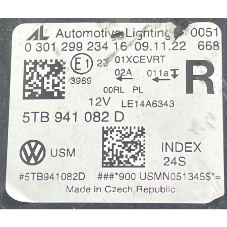 VW TOURAN II 2 5TB FULL LED LAMPA PRAWA PRZÓD 5TB941082D 16.09.22