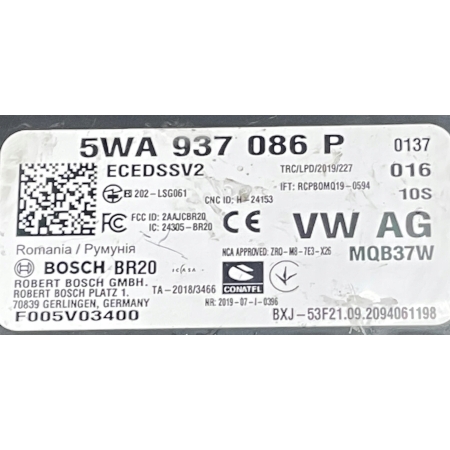 MODUŁ KOMFORTU VW SEAT SKODA AUDI 5WA937086P