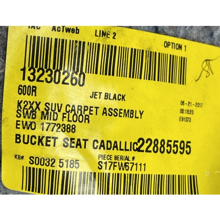 O2 CADILLAC ESCALADE IV 2014 -   WYKŁADZINA PODŁOGI DYWAN 13230260 22885595