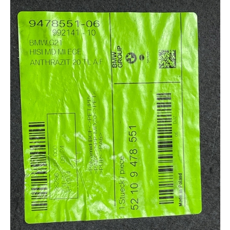 BMW 3 G21 KOMBI OSŁONA TAPICERKA WYKŁADZINA KANAPY TYŁ 9478551