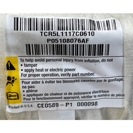P5 DODGE CHARGER 2017 PRAWA PODUSZKA FOTELA AIRBAG 05108076AF